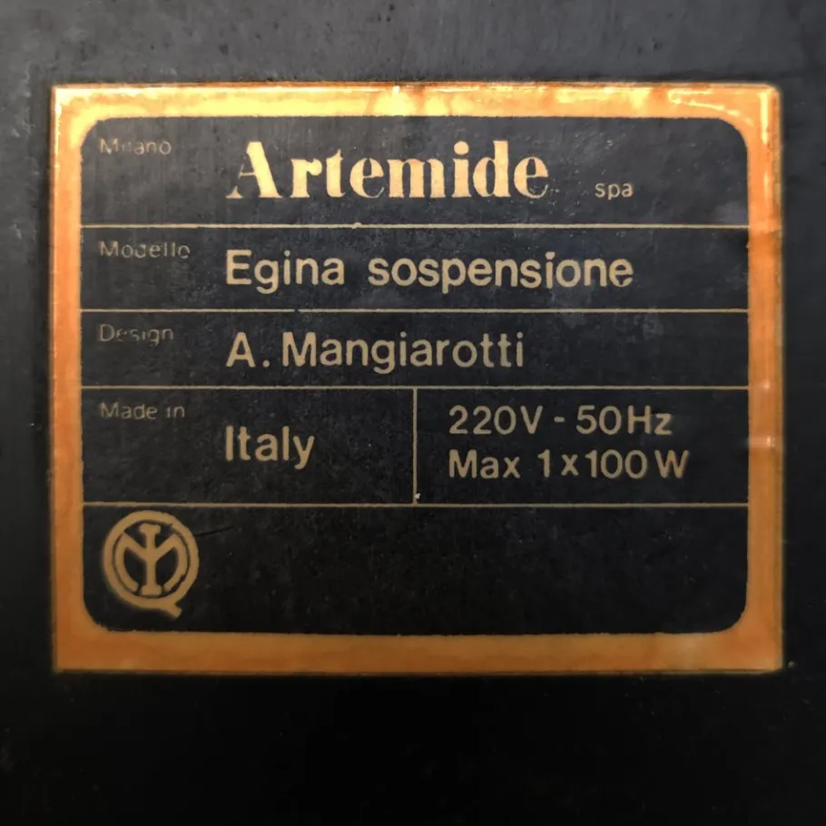 Online Pamono Italian Egina 38 Pendant Lamp by Angelo Mangiarotti for Artemide, 1970s