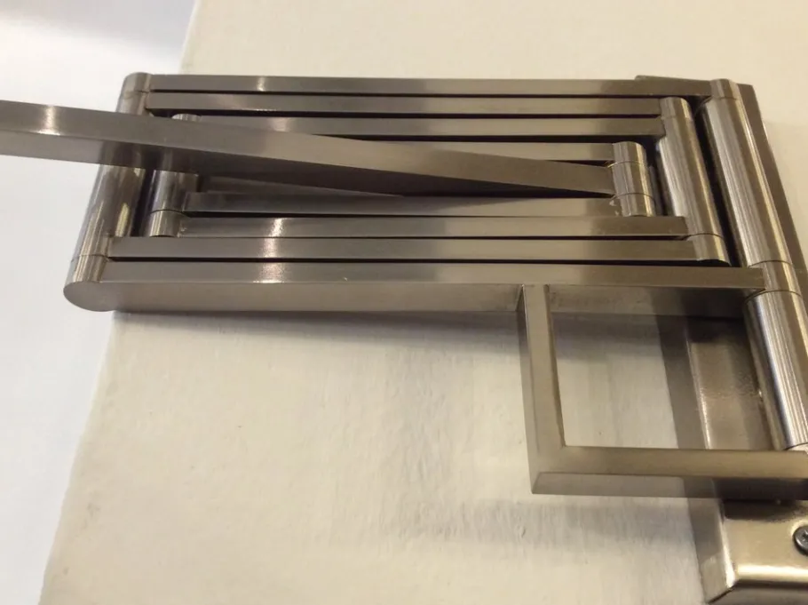 New Pamono Italian Extendable and Adjustable Wall Lamp in Nickel-Plated Brass and Satin Glass Lampshade, 1970s