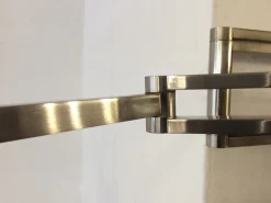 New Pamono Italian Extendable and Adjustable Wall Lamp in Nickel-Plated Brass and Satin Glass Lampshade, 1970s