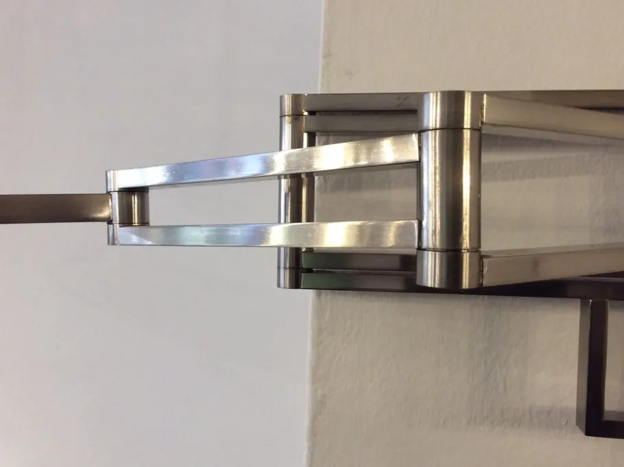 New Pamono Italian Extendable and Adjustable Wall Lamp in Nickel-Plated Brass and Satin Glass Lampshade, 1970s