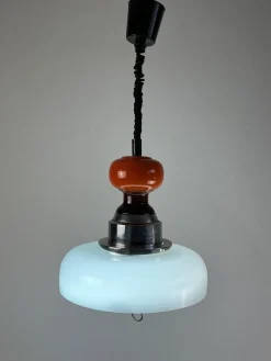 Sale Pamono Italian Extendable Hanging Lamp in Ceramic and Glass, 1970s