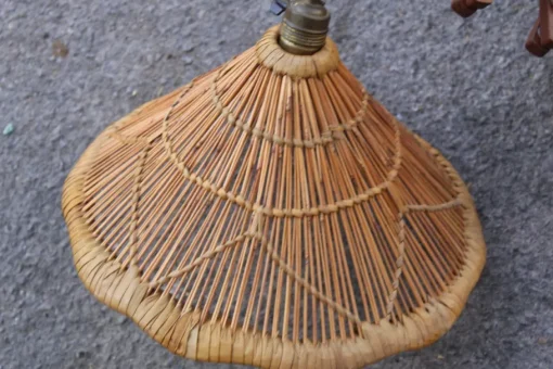 Best Pamono Italian Extendable Lamp in Wood and Rattan, 1950s