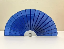 Clearance Pamono Italian Fan-Shaped Demi-Lune Wall Light in Blue Stepped Glass, 1980s