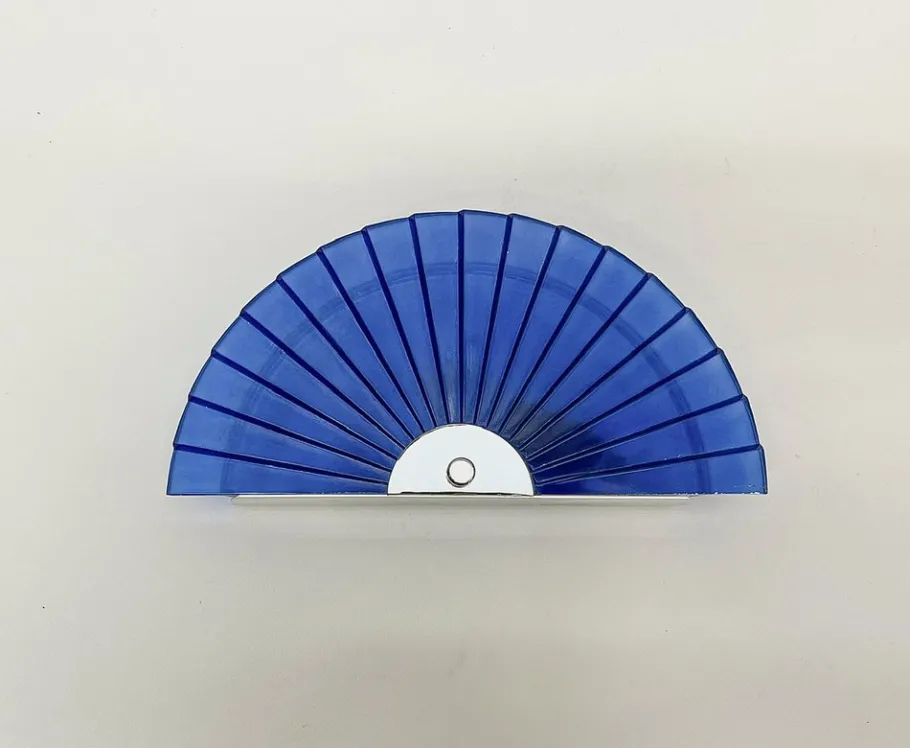 Clearance Pamono Italian Fan-Shaped Demi-Lune Wall Light in Blue Stepped Glass, 1980s