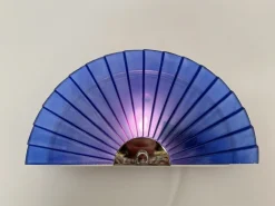 Clearance Pamono Italian Fan-Shaped Demi-Lune Wall Light in Blue Stepped Glass, 1980s