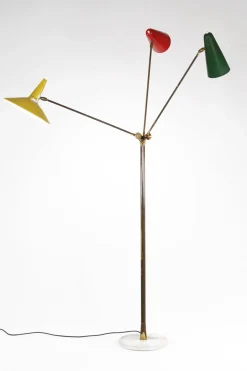 Online Pamono Italian Floor Lamp with Three Colored Aluminum Shades, 1950s