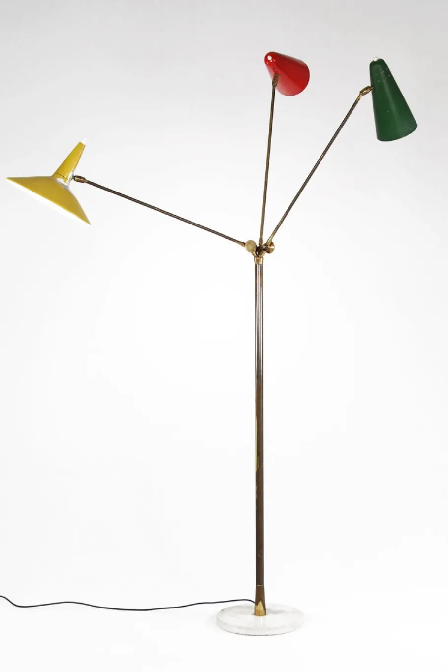 Online Pamono Italian Floor Lamp with Three Colored Aluminum Shades, 1950s