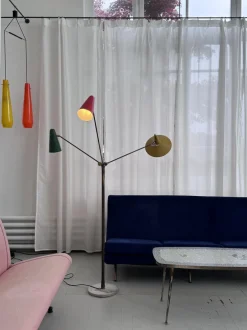 Online Pamono Italian Floor Lamp with Three Colored Aluminum Shades, 1950s