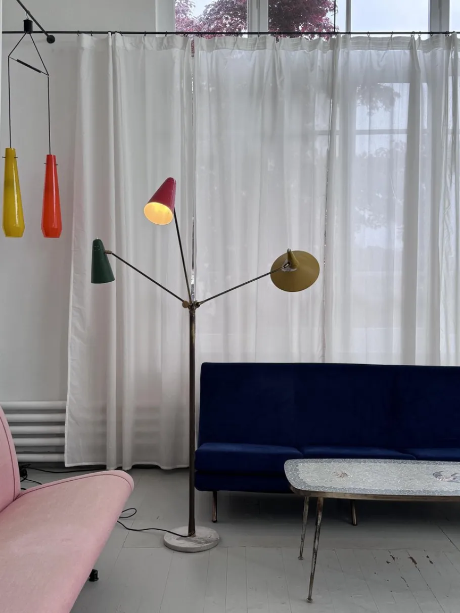 Online Pamono Italian Floor Lamp with Three Colored Aluminum Shades, 1950s