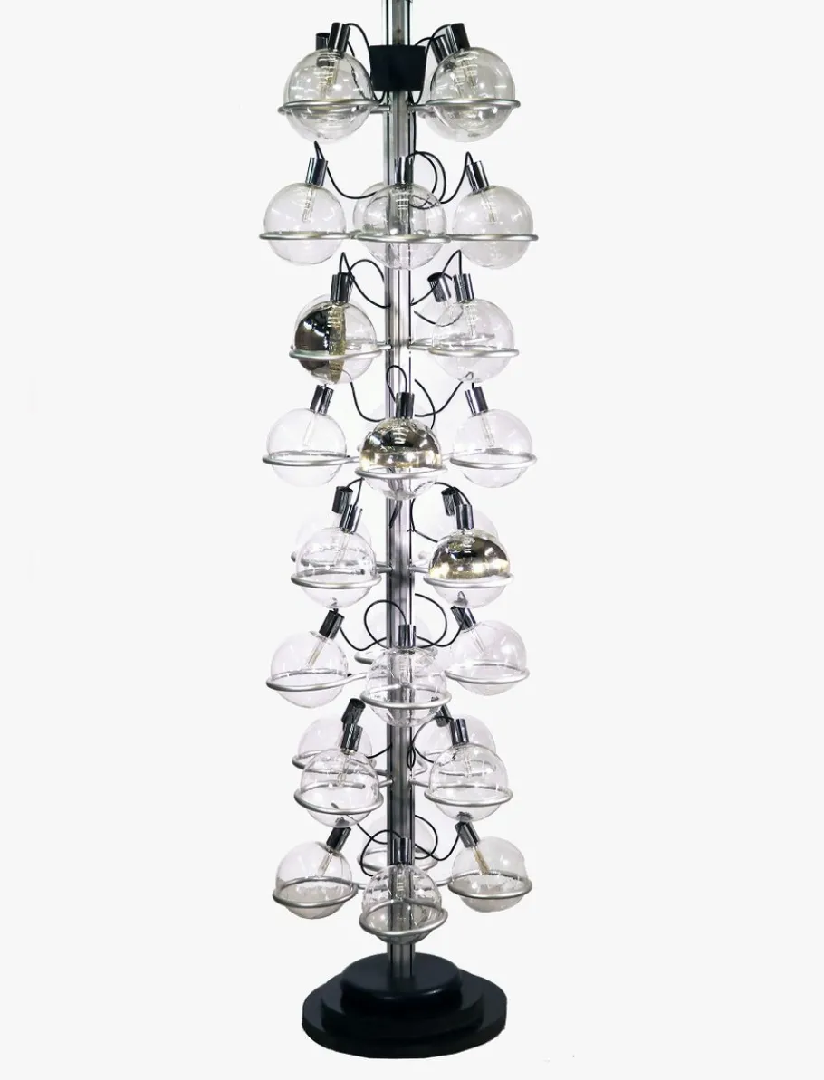 Outlet Pamono Italian Floor Light with 32 Glass Globes, 1960s