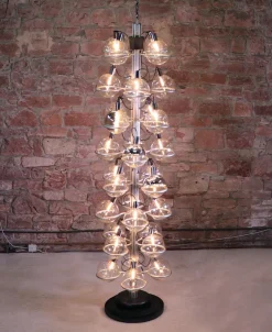 Outlet Pamono Italian Floor Light with 32 Glass Globes, 1960s