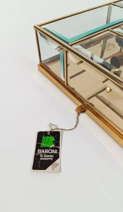 Hot Pamono Italian Framed Brass and Beveled Glass Square Ceiling Lamp, 1970s