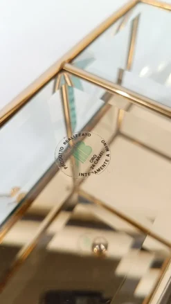 Hot Pamono Italian Framed Brass and Beveled Glass Square Ceiling Lamp, 1970s