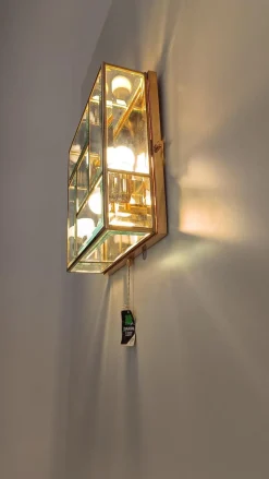 Hot Pamono Italian Framed Brass and Beveled Glass Square Ceiling Lamp, 1970s