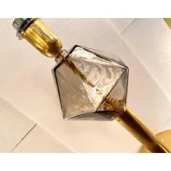 Online Pamono Italian Fumè Murano Glass Table Lamps with Unlaquered Brass by Simoeng, Set of 2