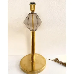 Online Pamono Italian Fumè Murano Glass Table Lamps with Unlaquered Brass by Simoeng, Set of 2