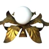 Discount Pamono Italian Gilt Brass and Opaline Glass Flush Mount, 1950s