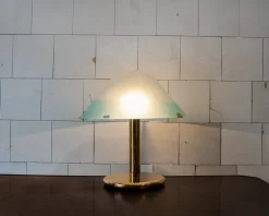 New Pamono Italian Gilt Metal and Murano Glass Lamp from Veart, 1970s