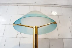 New Pamono Italian Gilt Metal and Murano Glass Lamp from Veart, 1970s