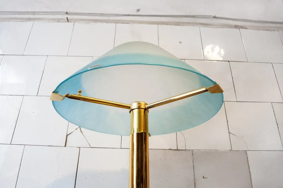 New Pamono Italian Gilt Metal and Murano Glass Lamp from Veart, 1970s