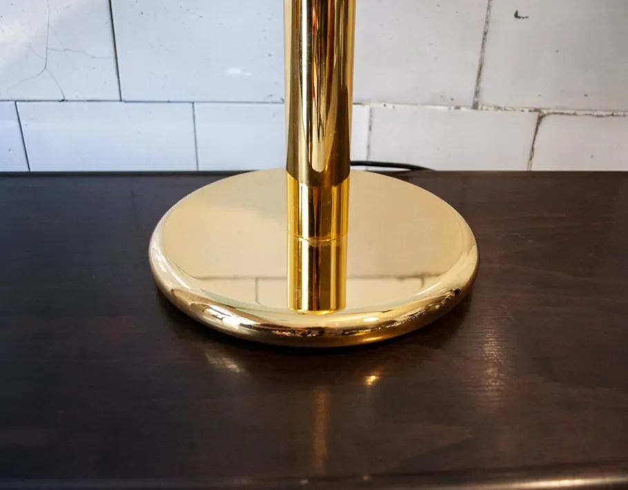 New Pamono Italian Gilt Metal and Murano Glass Lamp from Veart, 1970s