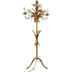 Clearance Pamono Italian Gilt Metal Candelabra Floor Lamp with Sheaf of Wheat Motif, 1963