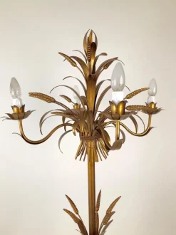 Clearance Pamono Italian Gilt Metal Candelabra Floor Lamp with Sheaf of Wheat Motif, 1963