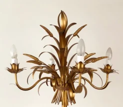Clearance Pamono Italian Gilt Metal Candelabra Floor Lamp with Sheaf of Wheat Motif, 1963