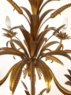 Clearance Pamono Italian Gilt Metal Candelabra Floor Lamp with Sheaf of Wheat Motif, 1963