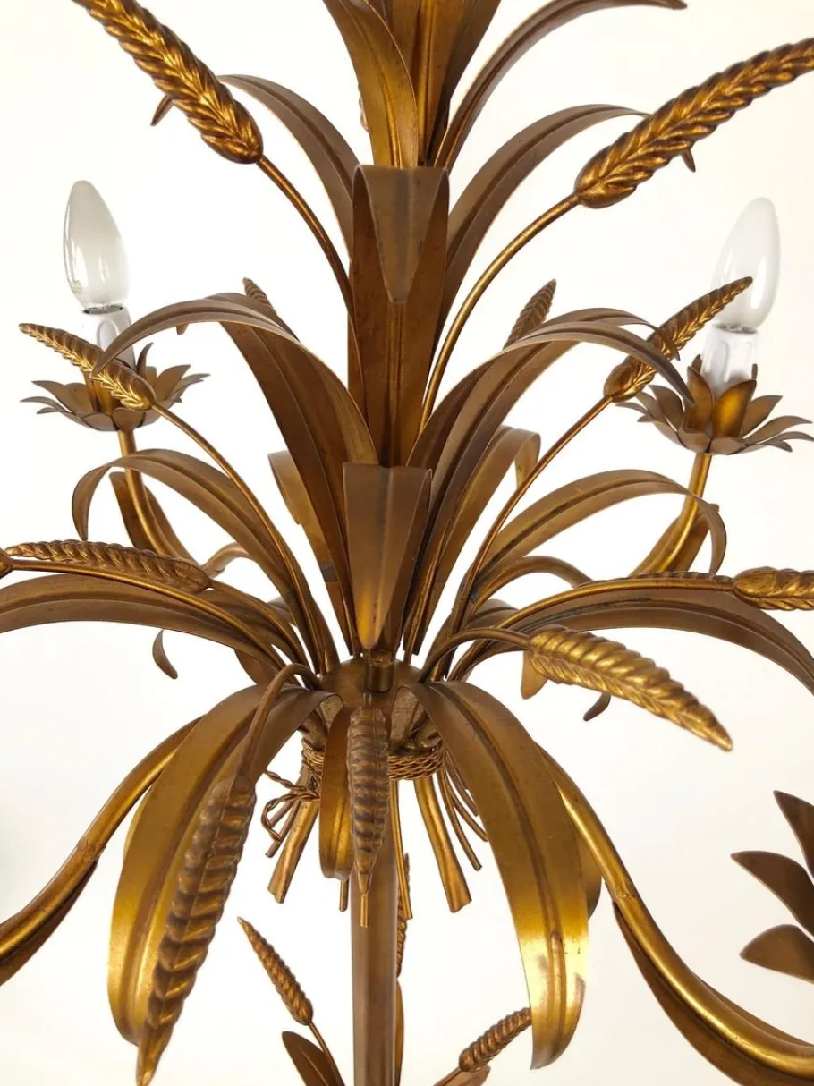Clearance Pamono Italian Gilt Metal Candelabra Floor Lamp with Sheaf of Wheat Motif, 1963
