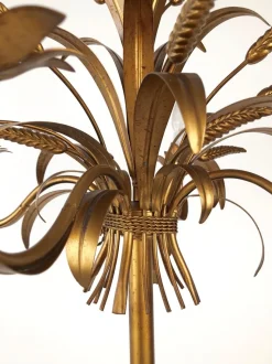 Clearance Pamono Italian Gilt Metal Candelabra Floor Lamp with Sheaf of Wheat Motif, 1963