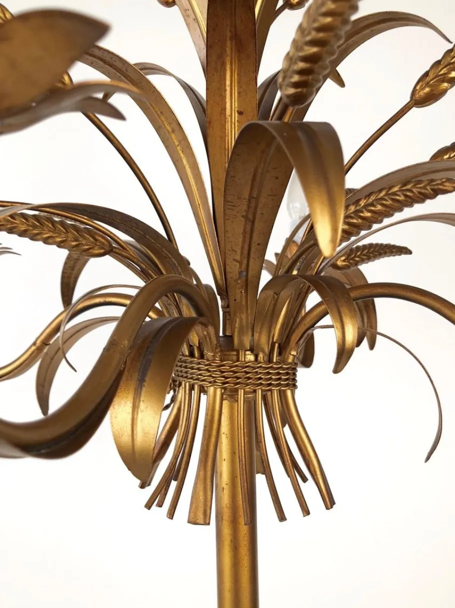 Clearance Pamono Italian Gilt Metal Candelabra Floor Lamp with Sheaf of Wheat Motif, 1963