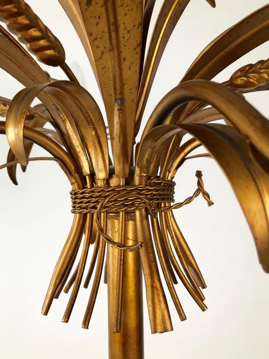 Clearance Pamono Italian Gilt Metal Candelabra Floor Lamp with Sheaf of Wheat Motif, 1963