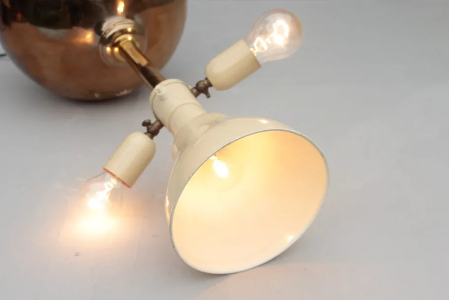 Discount Pamono Italian Gilt Pottery Table Lamp with Floral Decor from Ghinza, 1970s