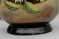 Discount Pamono Italian Gilt Pottery Table Lamp with Floral Decor from Ghinza, 1970s