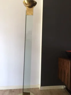 Hot Pamono Italian Glass & Brass Floor Lamp by Max Baguara for Lamperti, 1970s