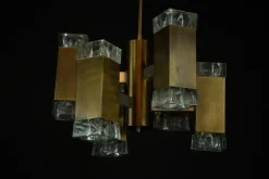 New Pamono Italian Glass and Brass Pendant from Sciolari, 1970s