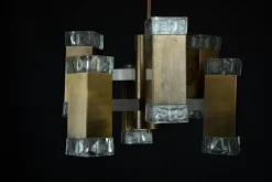 New Pamono Italian Glass and Brass Pendant from Sciolari, 1970s