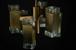 New Pamono Italian Glass and Brass Pendant from Sciolari, 1970s