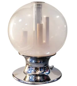 Sale Pamono Italian Glass Chrome Table Lamp from Selenova, 1970