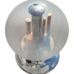 Sale Pamono Italian Glass Chrome Table Lamp from Selenova, 1970