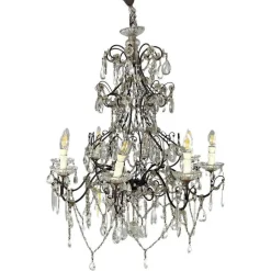 Sale Pamono Italian Glass Drop Chandelier with Metal Structure, 1950s