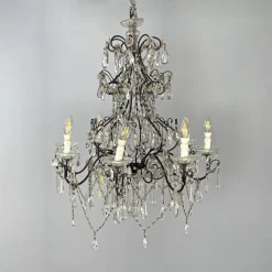 Sale Pamono Italian Glass Drop Chandelier with Metal Structure, 1950s