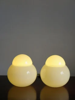 New Pamono Italian Glass Table Lamps by Sergio Asti for Candle, 1960s, Set of 2