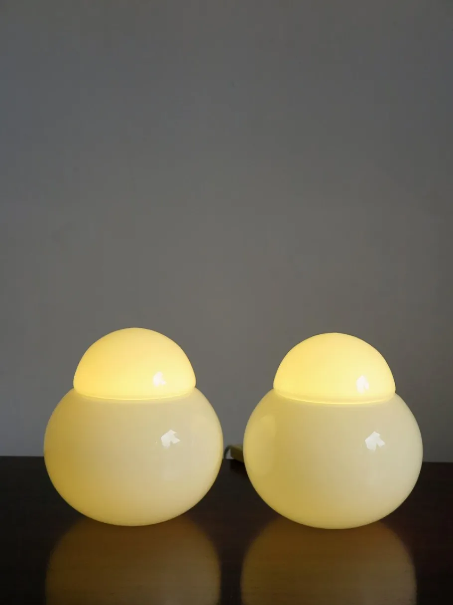 New Pamono Italian Glass Table Lamps by Sergio Asti for Candle, 1960s, Set of 2