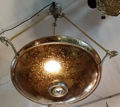 New Pamono Italian Gold-Colored Ceiling Lamp with Uplighter, 1980s