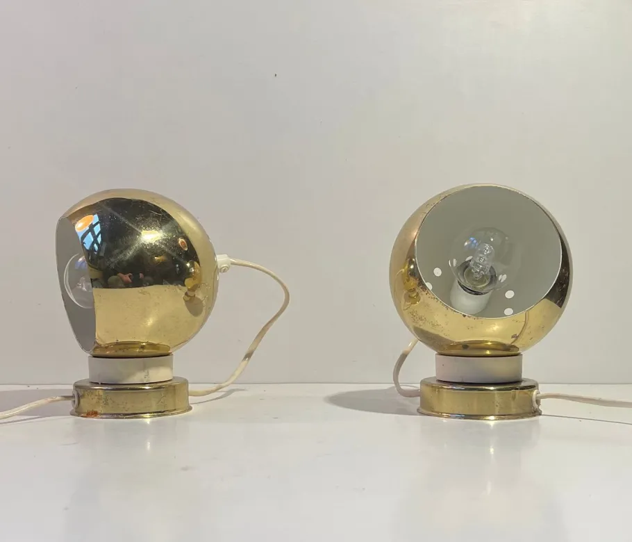 Online Pamono Italian Golden Globe Wall Lamps by Compadori Reggiani, 1970s, Set of 2