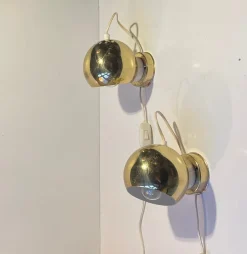 Online Pamono Italian Golden Globe Wall Lamps by Compadori Reggiani, 1970s, Set of 2