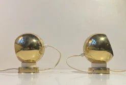 Online Pamono Italian Golden Globe Wall Lamps by Compadori Reggiani, 1970s, Set of 2