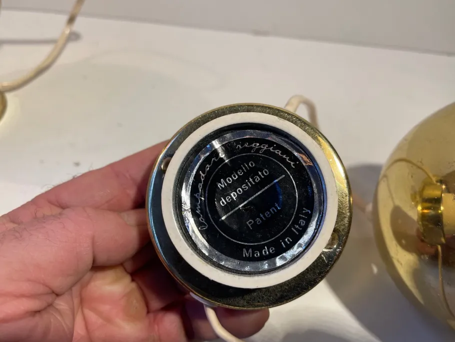 Online Pamono Italian Golden Globe Wall Lamps by Compadori Reggiani, 1970s, Set of 2